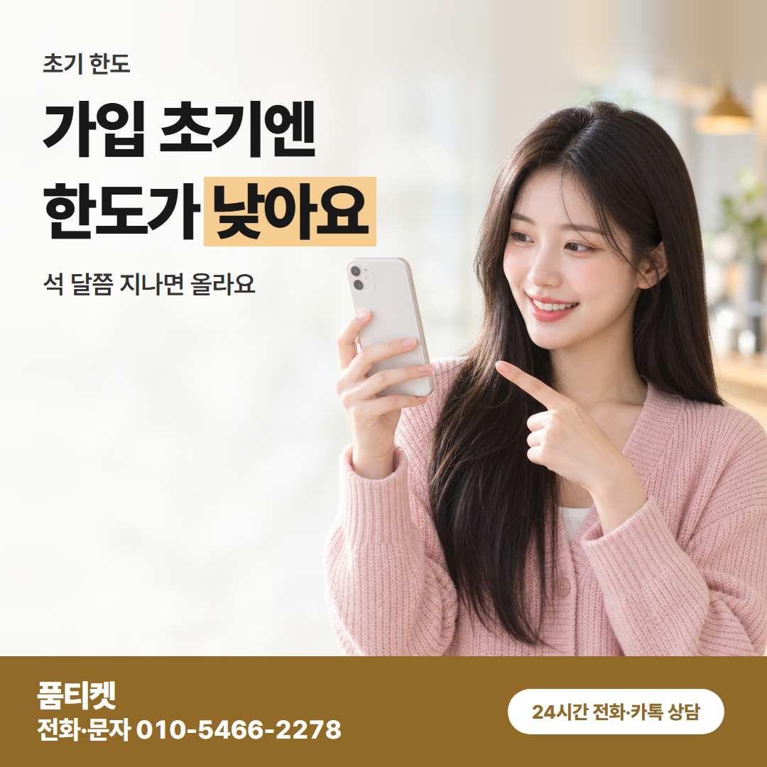 가입 초기엔 한도가 낮아요